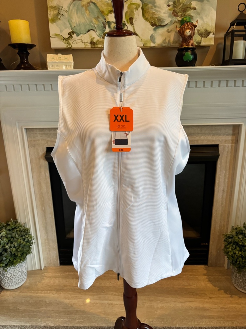 *NEW* Greg Norman Collection Full Zip White Vest - Size XXL